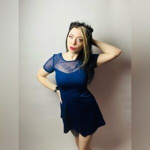 Royal Blue H&M cut out skater dress Small